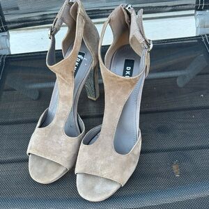 DKNY Beige Suede Heeled Sandals